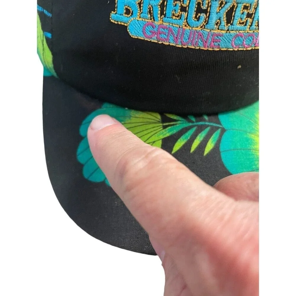 Vintage Breckenridge Colorado Hat Mens Black Tropical Parrot Floral USA‎